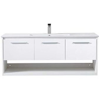 Elegant Decor Kasper 48" Single Porcelain Top Floating Bathroom Vanity in White