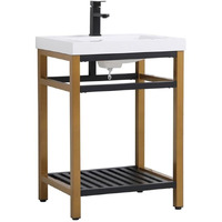 Elegant Decor Raya 24" Single Resin Top Metal Bathroom Vanity in Gold and Black
