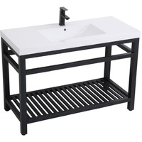 Elegant Decor Raya 48" Single Resin Top Metal Bathroom Vanity in Black