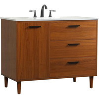 Elegant Decor Baldwin 42" Solid Wood and MDF Bathroom Vanity in Teak