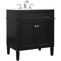 Elegant Decor Park Avenue 30" Solid Wood & Metal Single Bathroom Vanity in Black