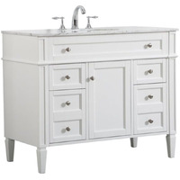 Elegant Decor Park Avenue 42" Metal MDF Marble Single Bathroom Vanity in White