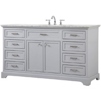 Elegant Decor Americana 60" Metal MDF Marble Single Bathroom Vanity in Gray
