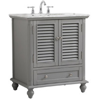 Elegant Decor Rhodes 30" Coastal Solid Wood Single Bathroom Vanity in Gray