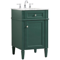 Elegant Decor Park Avenue 21" Metal MDF Marble Single Bathroom Vanity in Green