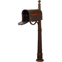 Special Lite Products Heavy Duty Rust-Free Floral Curbside Mailbox with Locking Insert and Ashland Mailbox Post