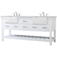 Elegant Decor Clement 72" Aluminum MDF Double Bathroom Vanity in White