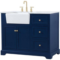 Elegant Decor Franklin 42" Aluminum MDF Single Bathroom Vanity in Blue