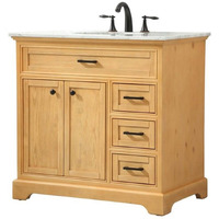 Elegant Decor Americana 36" Aluminum MDF Single Bathroom Vanity in Natural Wood