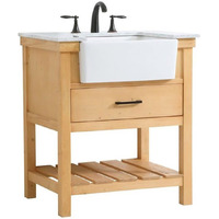 Elegant Decor Clement 30" Aluminum MDF Single Bathroom Vanity in Natural Wood