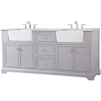 Elegant Decor Franklin 72" Aluminum MDF Double Bathroom Vanity in Gray