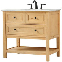 Elegant Decor Metropolis 36" Aluminum MDF Single Bathroom Vanity in Natural Wood