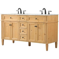 Elegant Decor Park Avenue 60" Aluminum MDF Double Bathroom Vanity - Natural Wood