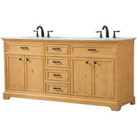 Elegant Decor Americana 72" Aluminum MDF Double Bathroom Vanity in Natural Wood