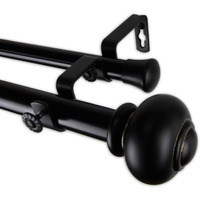 Rod Astamoda Constantino Double Curtain 1" OD 160-240 inch - Black