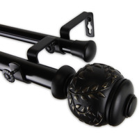 Rod Astamoda Mathilda Double Curtain 1" OD 160-240 inch - Black