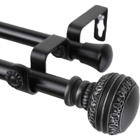 Rod Astamoda Dolly Double Curtain 3/4 inch Dia. 120-170" - Black