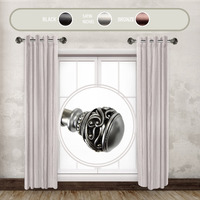 Rod Astamoda Leon 1" Dia. Side Curtain 12-20 inch Long (Set of 2) - Satin Nickel