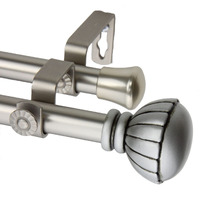 Rod Astamoda Yulania Double Curtain 3/4 inch Dia. 66-120" - Satin Nickel