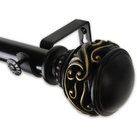 Rod Astamoda Leon Curtain 1" OD 66-120 inch - Black