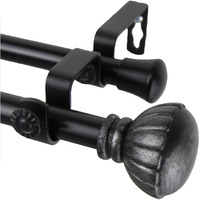 Rod Astamoda Yulania Double Curtain 3/4 inch Dia. 28-48" - Black