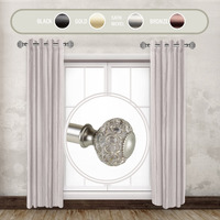Rod Astamoda Elyse 1" Dia. Side Curtain 12-20 inch Long (Set of 2) - Satin Nickel