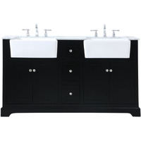 Elegant Decor Franklin 60" Wood Double Bathroom Vanity in Black