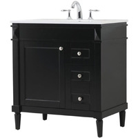 Elegant Decor Indoor Modern Under Sink Bathroom Fixtures Storage Organizer Cabinet 32 inch Single Bathroom Vanity - Black