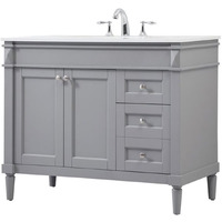 Elegant Decor Indoor Modern Under Sink Bathroom Fixtures Storage Organizer Cabinet 42 inch Single Bathroom Vanity - Grey