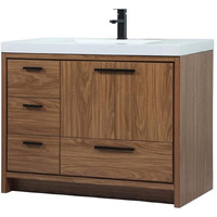 Elegant Decor Wyatt 42" Aluminum MDF Single Bathroom Vanity in Walnut Brown