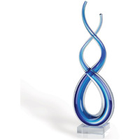 Badash Touch of Blues - Blue Crystal Murano-Style Glass Sculpture - Blue Home Decor Glass Art - 18" Tall Mouth-Blown Glass Wave Sculpture on Crystal Base - Glass Decor Contemporary Home Decor Accent