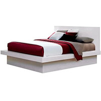 Jessica Queen Platform Bed with Rail Seating White