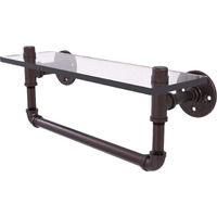 Allied Brass P-410-16-GSTB Pipeline Collection 16 Inch Towel Bar Glass Shelf, 16", Antique Bronze