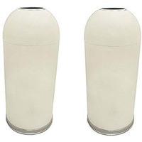 Witt Industries 415DTAL Steel 15-Gallon Standard Open Top Indoor Waste Receptacle with Galvanized Liner, Round, 15" Diameter x 35" Height, Almond (Set of 2)