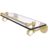 Allied Brass CV-1G-16-GAL Clearview Collection 16 Inch Gallery Rail Groovy Accents Glass Shelf, Satin Brass