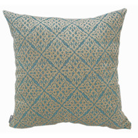 Diamond Patterned Chenille Decorative Turquoise Pillow - Down alternative Filled