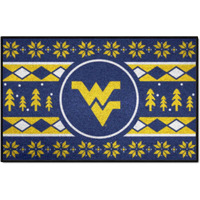 FANMATS 25859 NCAA - West Virginia Mountaineers Holiday Sweater Starter Mat Accent Rug - 19in. x 30in. | Sports Fan Home Decor Rug and Tailgating Mat