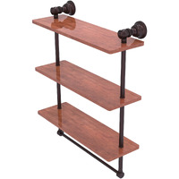 Allied Brass CL-5-16TB-IRW Carolina Collection 16 Inch Triple Towel Bar Wood Shelf, Antique Bronze