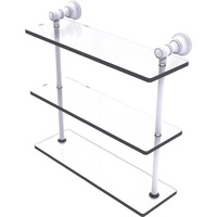 Allied Brass CL-5-16-WHM Carolina Collection 16 Inch Triple Glass Shelf, Matte White