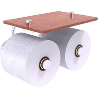 Allied Brass P1000-24-2S-IRW Prestige Skyline Collection 2 Roll Wood Shelf Toilet Paper Holder, Polished Chrome