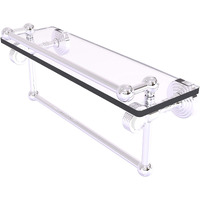 Allied Brass PG-1TBG-16-GAL Pacific Grove Collection 16 Inch Gallery Towel Bar and Groovy Accents Glass Shelf, Polished Chrome
