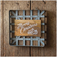 Wood and Metal Tobacco Basket Wall Decor