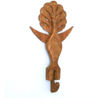 INDIA OVERSEAS TRADING CORP Wooden Peacock Hanger, Brass Inlay