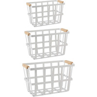 DII Urban Metal Basket Contemporary Storage Container, White, Basket Set, 3 Piece