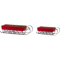 Contemporary Home Living Set of 2 Red and Black 4 Piece Christmas Sleigh Tabletop Dcor 24.75"