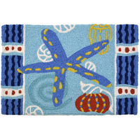 Jellybean Indoor/Outdoor Decorative Teal Starfish Accent Rug - 20" X 30"