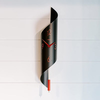 Hermle 70869292200 Savannah II Modern Wall Clock with A Quartz Time44; Black & Red