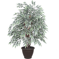 Vickerman 4' Artificial Variegated Smilax Extra Full Bush, Brown Plastic Container.