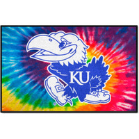 FANMATS 34064 NCAA - Kansas Jayhawks Tie Dye Starter Mat Accent Rug - 19in. x 30in.| Sports Fan Home Decor Rug and Tailgating Mat