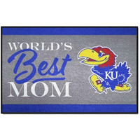 FANMATS 34547 NCAA - Kansas Jayhawks World's Best Mom Starter Mat Accent Rug - 19in. x 30in. | Sports Fan Home Decor Rug and Tailgating Mat